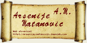 Arsenije Matanović vizit kartica